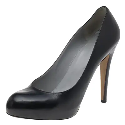 Sergio Rossi Black Leather Round Toe Pumps Size 40.5