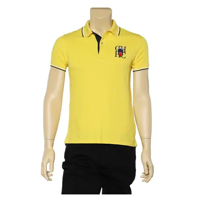 CH Carolina Herrera Yellow Logo Embroidered Cotton Knit Polo T-Shirt