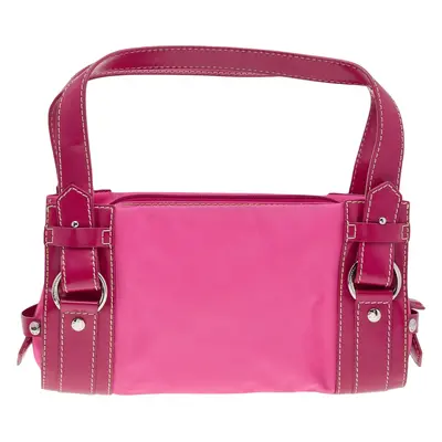 Lancel Pink Canvas And Leather Shoulder Bag