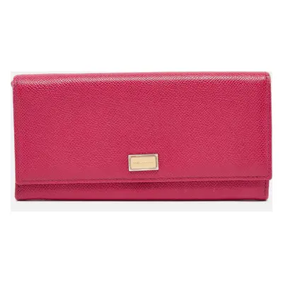 Dolce & Gabbana Fuchsia Leather Flap Continental Wallet