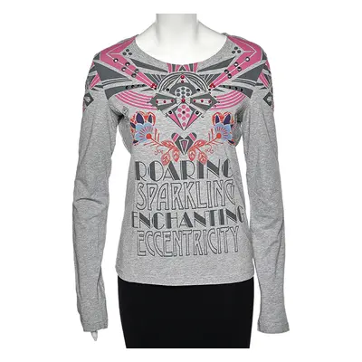 Love Moschino Grey Printed Cotton Long Sleeve T-Shirt