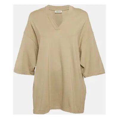 Fear of God Dark Beige Knit V-Neck Oversized T-Shirt