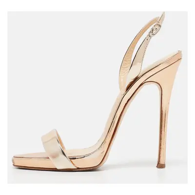 Giuseppe Zanotti Gold Leather Ankle Strap Sandals Size