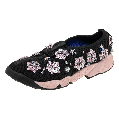 Dior Black/Pink Mesh Fusion Embellished Low-Top Sneakers Size