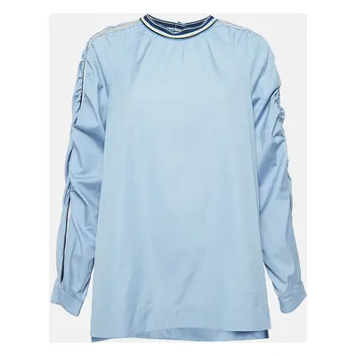 Sportmax Blue Side Stripe Poplin Long Sleeve Top