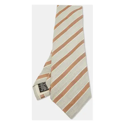 Ermenegildo Zegna Grey Striped Wool and Silk Traditional Tie