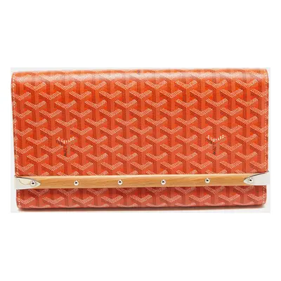 Goyard Orange Goyardine Coated Canvas Monte Carlo Bois Clutch