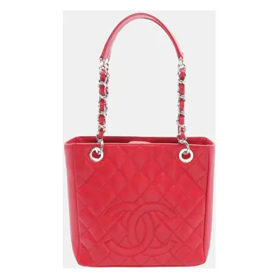 Chanel Red Caviar Skin (Grained Calf) Matelasse PST Tote Bag