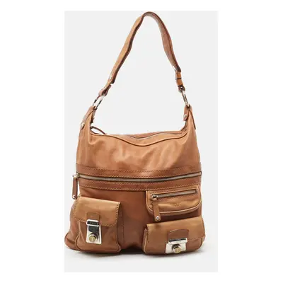 Tod's Brown Leather Took Tracolla Media Hobo