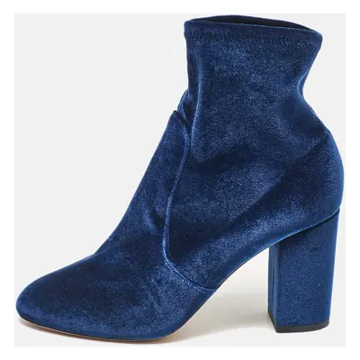 Aquazzura Blue Velvet Ankle Length Boots Size 39.5