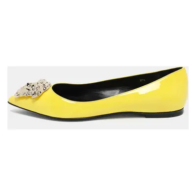 Versace Yellow Patent Leather Medusa Ballet Flats Size 37.5