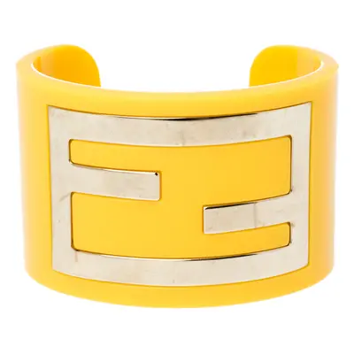 Fendi Yellow Resin Zucca Cuff Bracelet