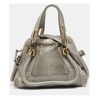 Chloe Grey Python and Leather Paraty Shoulder Bag