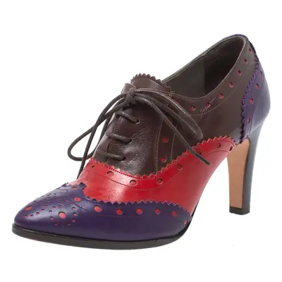 Etro Tricolor Leather Brogue Oxford Ankle Booties Size