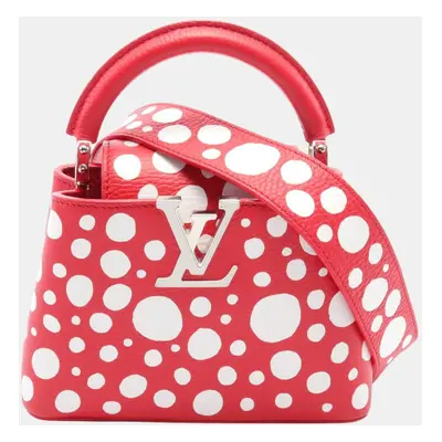 Louis Vuitton Red White Taurillon Leather Capucines Mini Infinity Dot Handbag