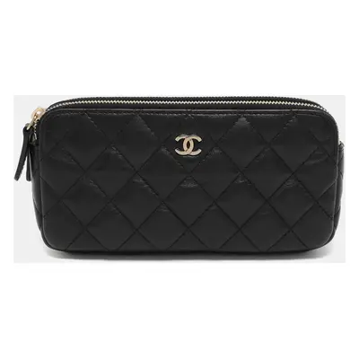 Chanel Black Quilted Leather CC Wallet On Chain