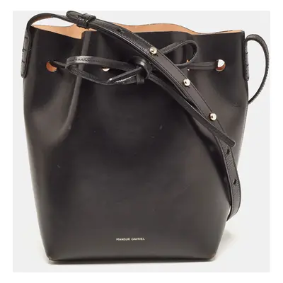 Mansur Gavriel Black Leather Drawstring Bucket Bag