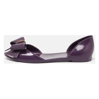 Salvatore Ferragamo Purple Jelly Barbados Bow Ballet Flats Size 35.5