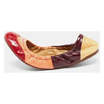 Miu Miu Multicolor Brogue Patent Leather Scrunch Ballet Flats Size