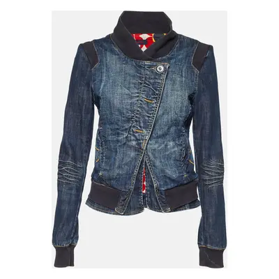 Kenzo Blue Washed Denim Asymmetrical Jacket