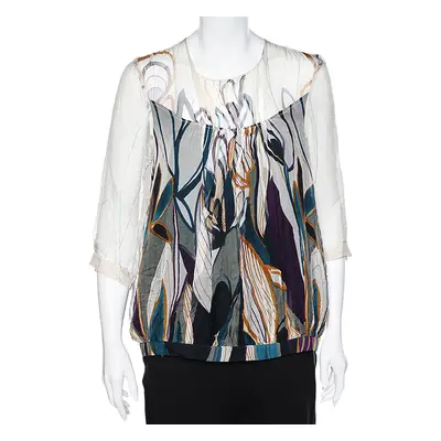 Max Mara Studio Multicolor Printed Silk Top