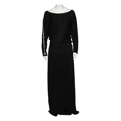 Class by Roberto Cavalli Black Jersey Metal Link Detail Maxi Dress