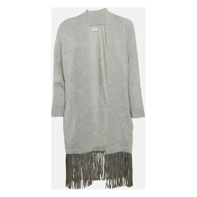 Zadig & Voltaire Delux Grey Cashmere Knit Open Front Fringed Cardigan XS/S