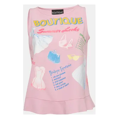 Boutique Moschino Pink Print Crepe Sleeveless Top