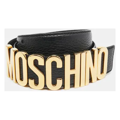 Moschino Black Leather Classic Logo Belt