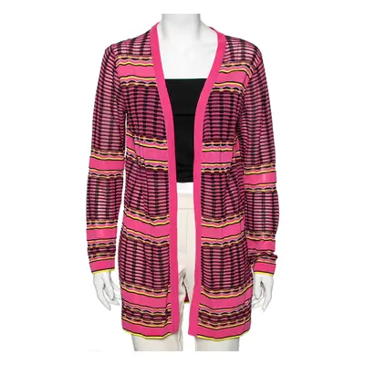 M Missoni Pink Patterned Knit Open Front Cardigan