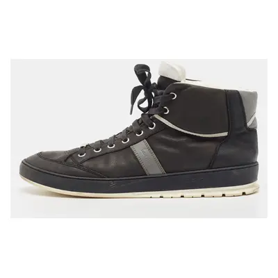 Dior Black/Grey Leather Homme Monochrome High Top Sneakers Size