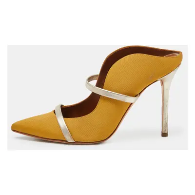 Malone Souliers Mustard Yellow/Gold Fabric and Leather Maureen Mules Size