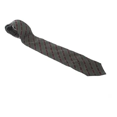 Giorgio Armani Green & Red Diagonal Stripes Silk Jacquard Tie