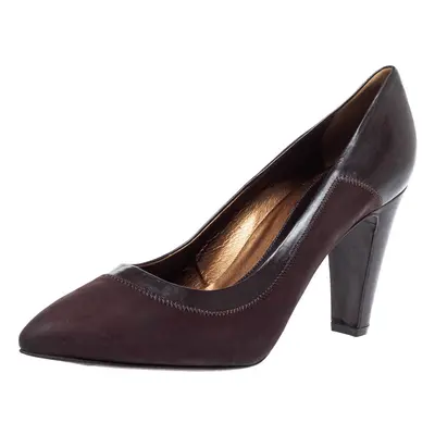 Sergio Rossi Brown Nubuck Leather Platform Pointed Toe Pumps Size 39.5