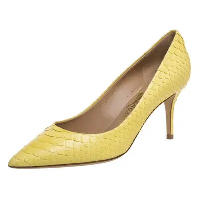 Salvatore Ferragamo Yellow Python Susi Pointed Toe Pumps Size 37.5