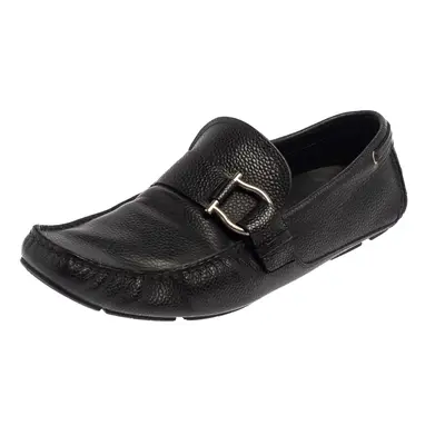 Salvatore Ferragamo Black Leather Gancio Slip On Loafers Size