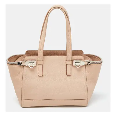 Salvatore Ferragamo Beige Leather Verve Tote