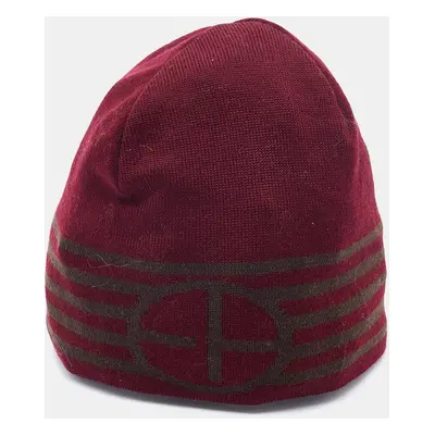 Emporio Armani Burgundy Wool Beanie cm