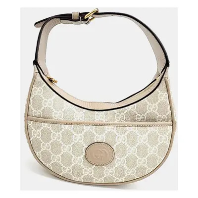 Gucci Beige GG Canvas Mini Half Moon Shoulder Bag