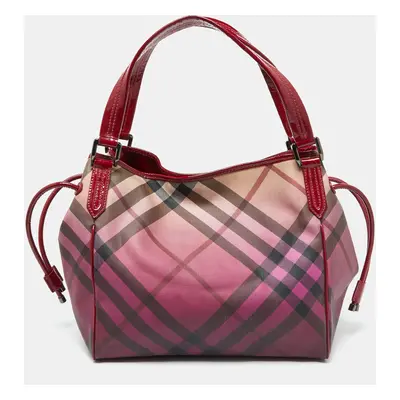 Burberry Burgundy Ombre Supernova Check PVC and Patent Leather Bilmore Tote