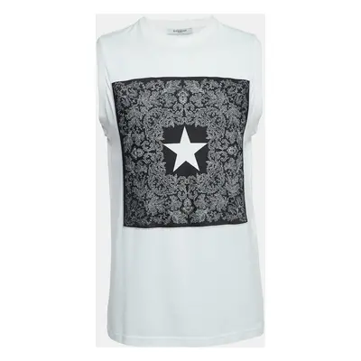 Givenchy White Cotton Print Patch Detail Tank Top