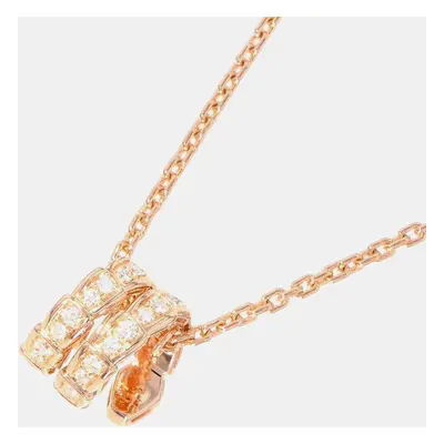 Bvlgari 18K Rose Gold and Diamond Serpenti Viper Pendant Necklace