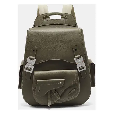 Dior Khaki Green Leather Maxi Gallop Backpack