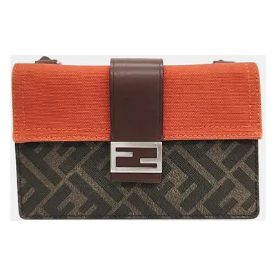 Fendi Brown Coated Canvas Baguette Handbag