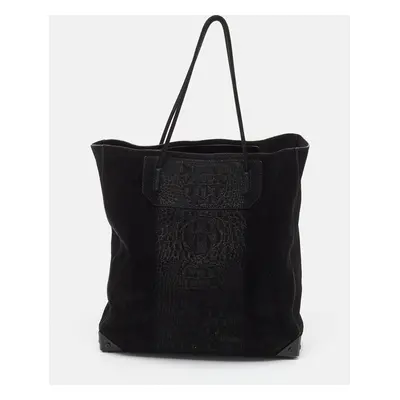 Alexander Wang Black Croc Embossed Suede Prisma Tote