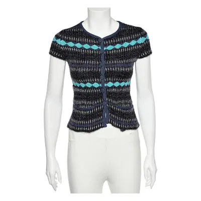 Emporio Armani Multicolor patterned Lurex Knit Button Front Top