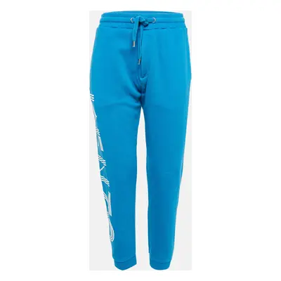 Kenzo Blue Cotton Knit Printed Track Pants