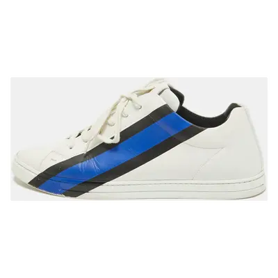 Fendi White Leather Fendi Logo Lace Up Sneakers Size