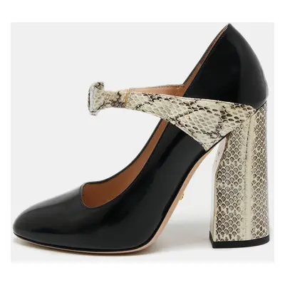 Gucci Tricolor Leather and Snakeskin Nimue Mary Jane Pumps Size