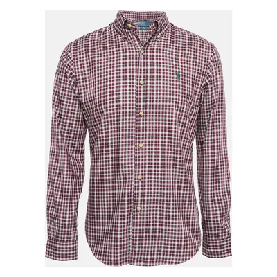 Polo Ralph Lauren Burgundy Plaid Cotton Buttoned Down Shirt